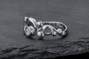 Oxygen Molecule Interpritation Ring, Rhodium Plated 925 Silver - vikingworkshop