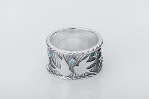 Marlet Birds Ring with Gems, 925 Silver - vikingworkshop