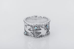 Marlet Birds Ring with Gems, 925 Silver - vikingworkshop