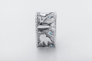 Marlet Birds Ring with Gems, 925 Silver - vikingworkshop