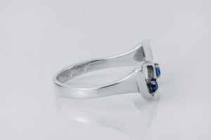Stylish Glasses Ring with Blue Gems - vikingworkshop