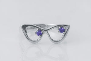 Unique Sunglasses Ring with Purple Gems - vikingworkshop