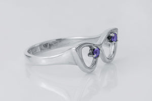 Unique Sunglasses Ring with Purple Gems - vikingworkshop