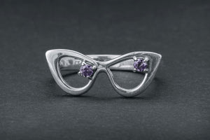 Unique Sunglasses Ring with Purple Gems - vikingworkshop