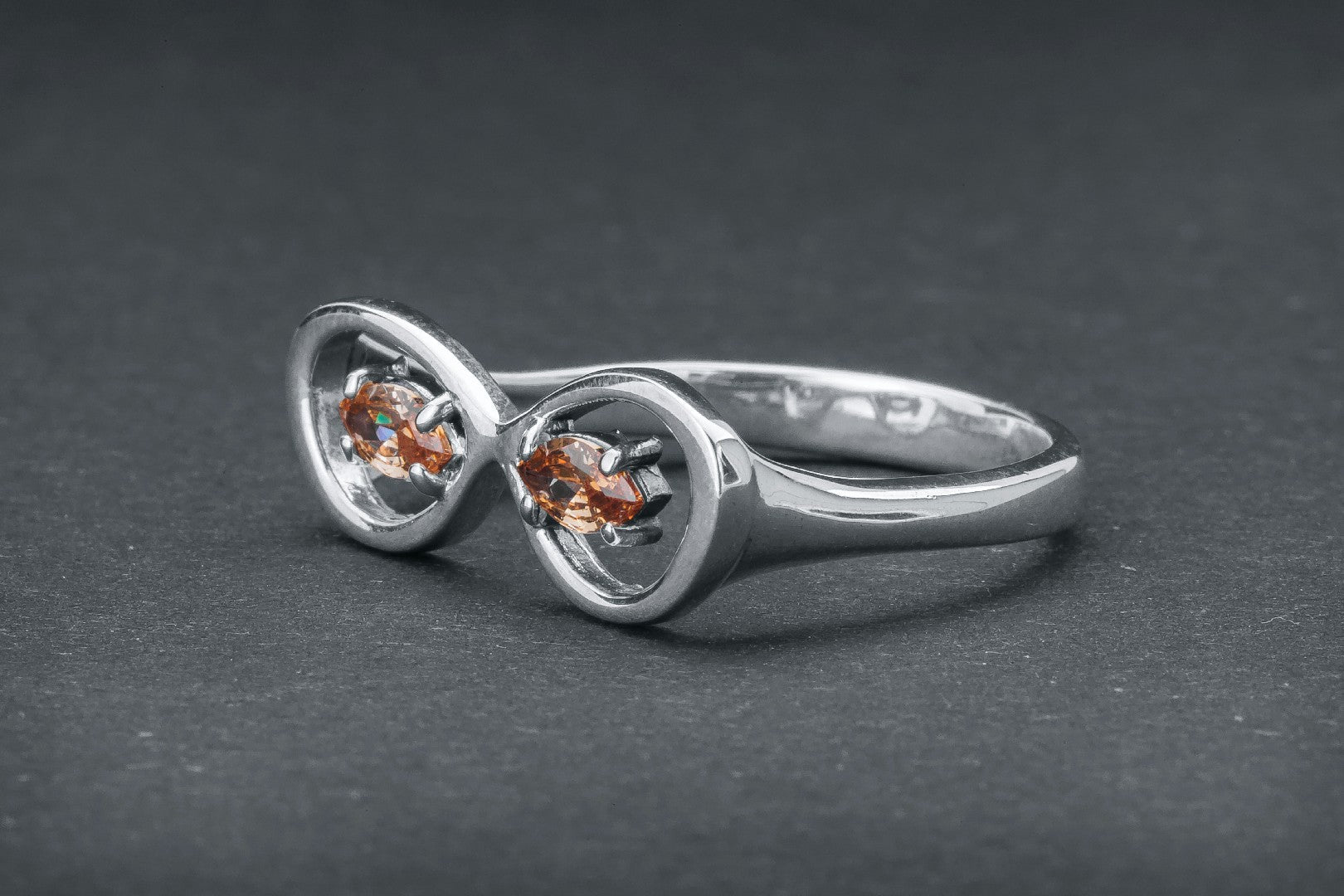 Unique Sunglasses Ring with Orange Gems - vikingworkshop