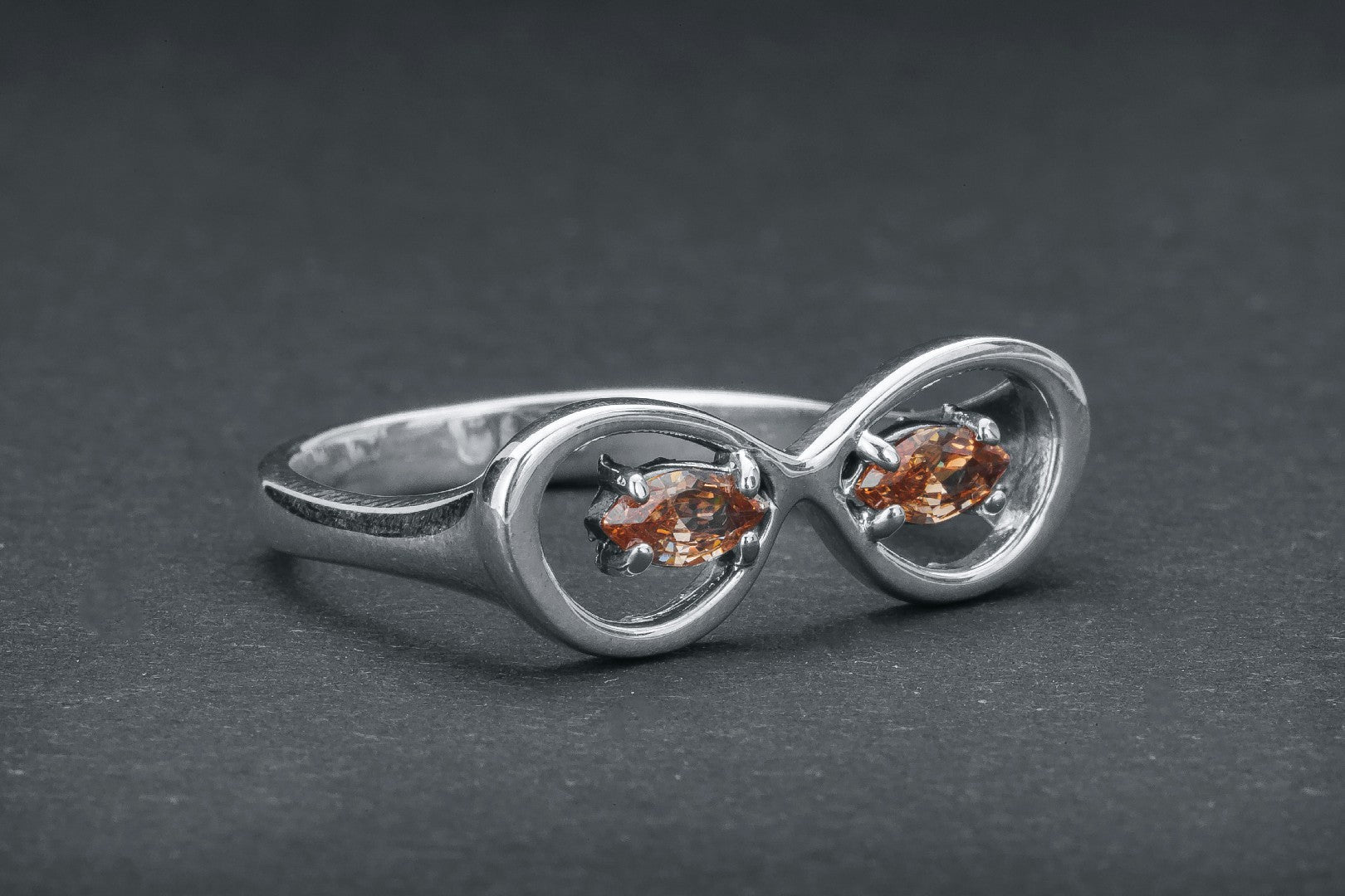 Unique Sunglasses Ring with Orange Gems - vikingworkshop