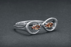 Unique Sunglasses Ring with Orange Gems - vikingworkshop