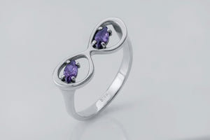 Sunglasses Ring with Purple Gems - vikingworkshop