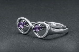 Sunglasses Ring with Purple Gems - vikingworkshop