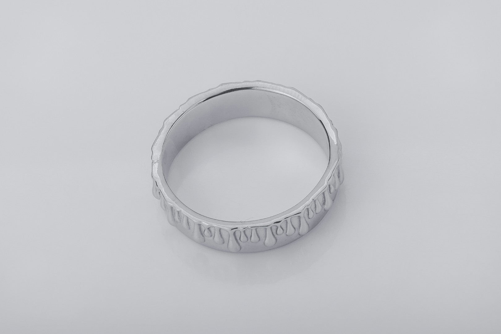 Molten Wax Band Ring, Rhodium plated 925 silver