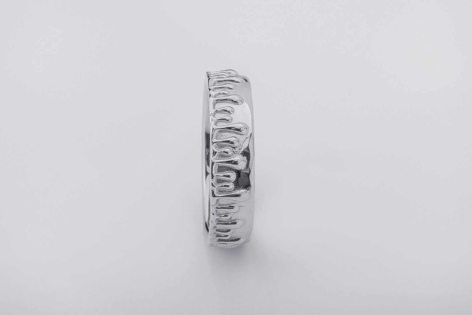 Molten Wax Band Ring, Rhodium plated 925 silver - vikingworkshop