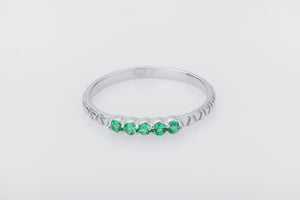 Small Minimalism Band with Green Gems - vikingworkshop