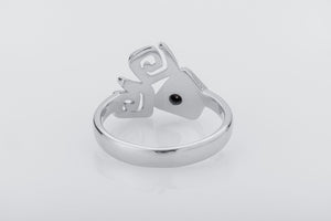 Wave Crest Ring with Gem, 925 silver - vikingworkshop