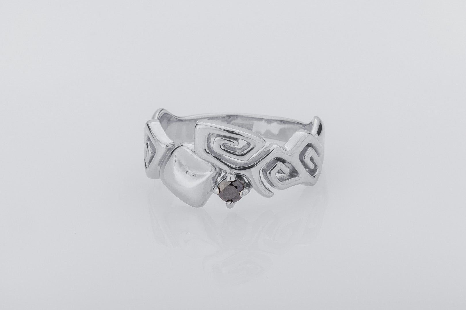 Sea Wave Foam Ring with Gem, 925 silver - vikingworkshop