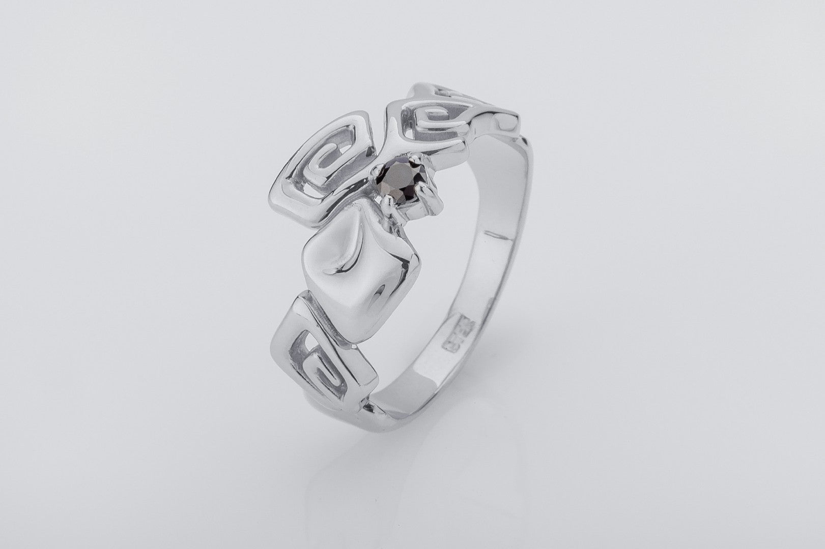 Sea Wave Foam Ring with Gem, 925 silver - vikingworkshop