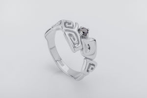 Sea Wave Foam Ring with Gem, 925 silver - vikingworkshop