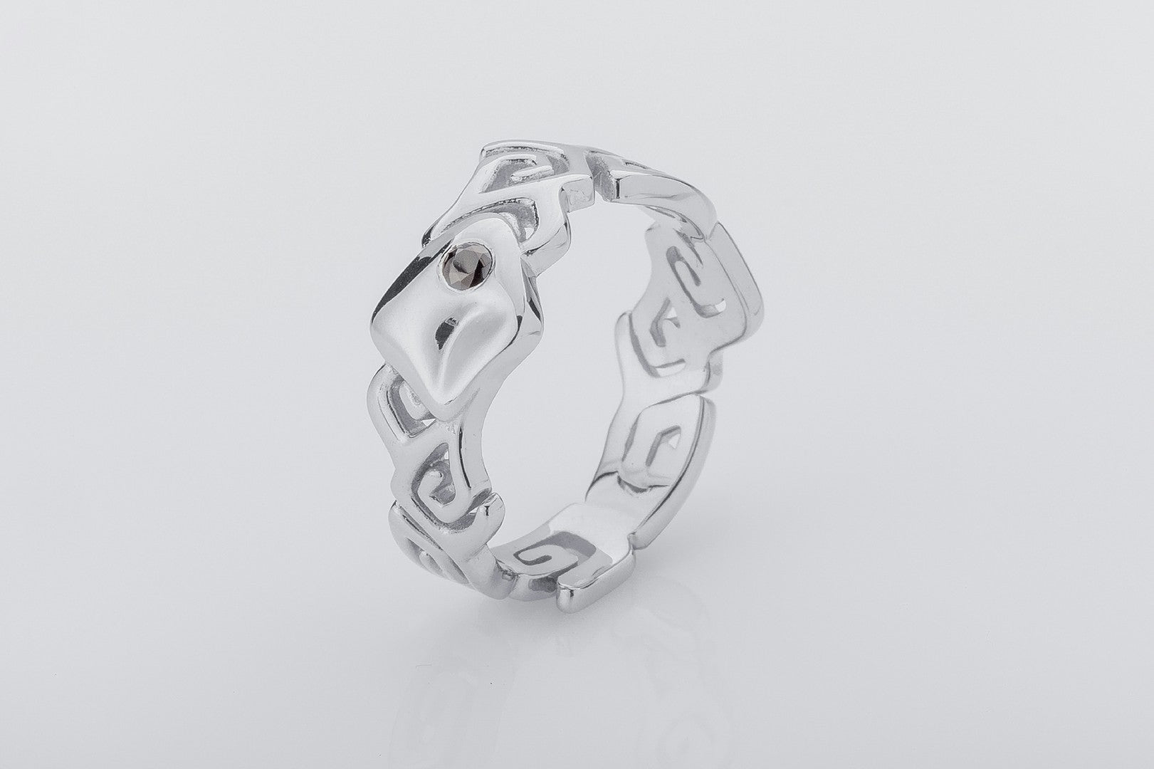 Sea Wave on the Shore Ring with Gem, 925 silver - vikingworkshop