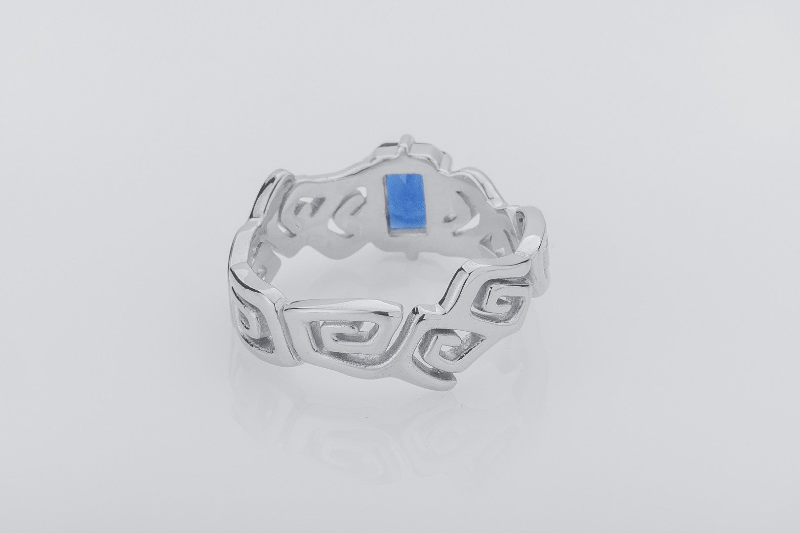 Sea Foam Ring with Blue Gem, 925 Silver - vikingworkshop