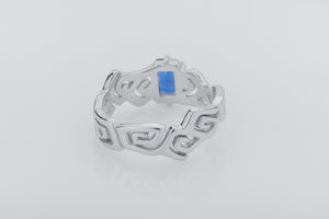 Sea Foam Ring with Blue Gem, 925 Silver - vikingworkshop