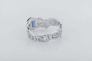 Sea Foam Ring with Blue Gem, 925 Silver - vikingworkshop