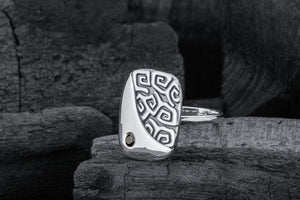 Calm and Angry Black Sea Ring with Gem, 925 Silver - vikingworkshop