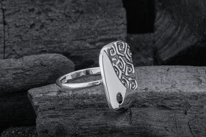 Calm and Angry Black Sea Ring with Gem, 925 Silver - vikingworkshop