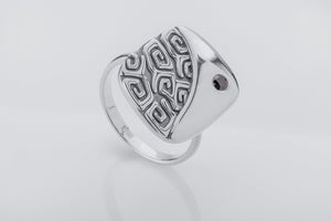 Calm and Angry Black Sea Ring with Gem, 925 Silver - vikingworkshop