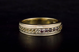 14K Gold Handmade ring with black Cubic Zirconia Jewelry - vikingworkshop