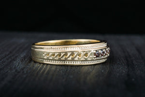14K Gold Handmade ring with black Cubic Zirconia Jewelry - vikingworkshop