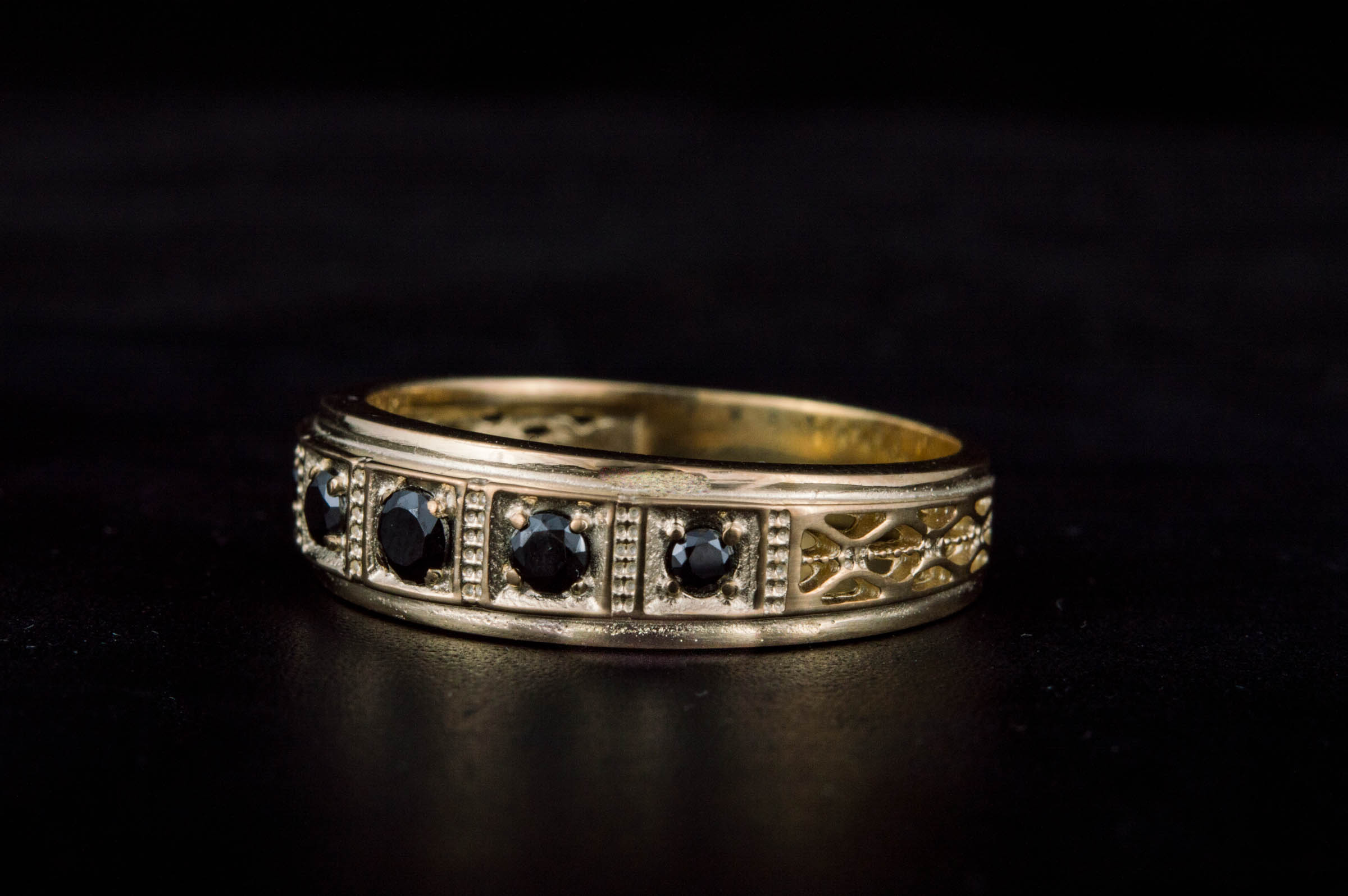 14K Gold Ring with Cubic Zirconia Gem Unique Fashion Jewelry - vikingworkshop