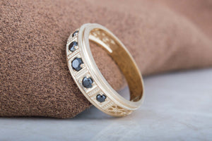 14K Gold Ring with Cubic Zirconia Gem Unique Fashion Jewelry - vikingworkshop