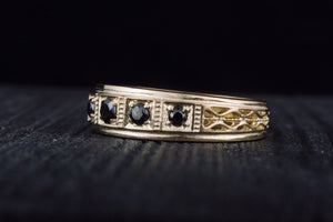 14K Gold Ring with Cubic Zirconia Gem Unique Fashion Jewelry - vikingworkshop