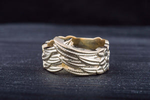 14K Gold Raven Feathers Norse Ring - vikingworkshop