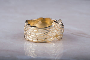 14K Gold Raven Feathers Norse Ring - vikingworkshop