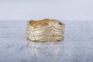 14K Gold Raven Feathers Norse Ring - vikingworkshop