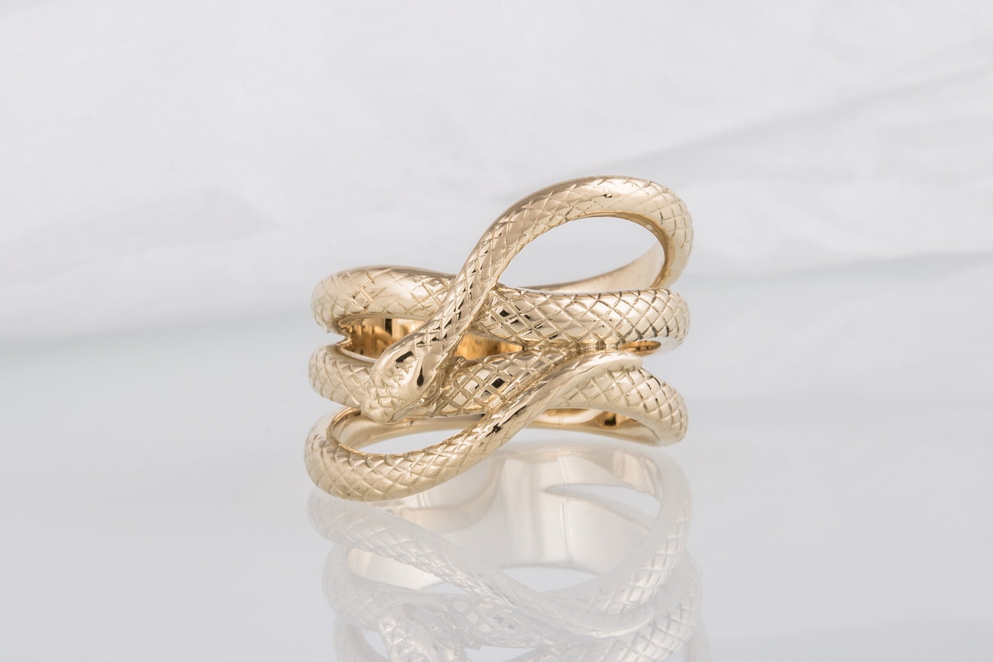 Gold Snake Unique Animal Ring Handcrafted Jewelry - vikingworkshop