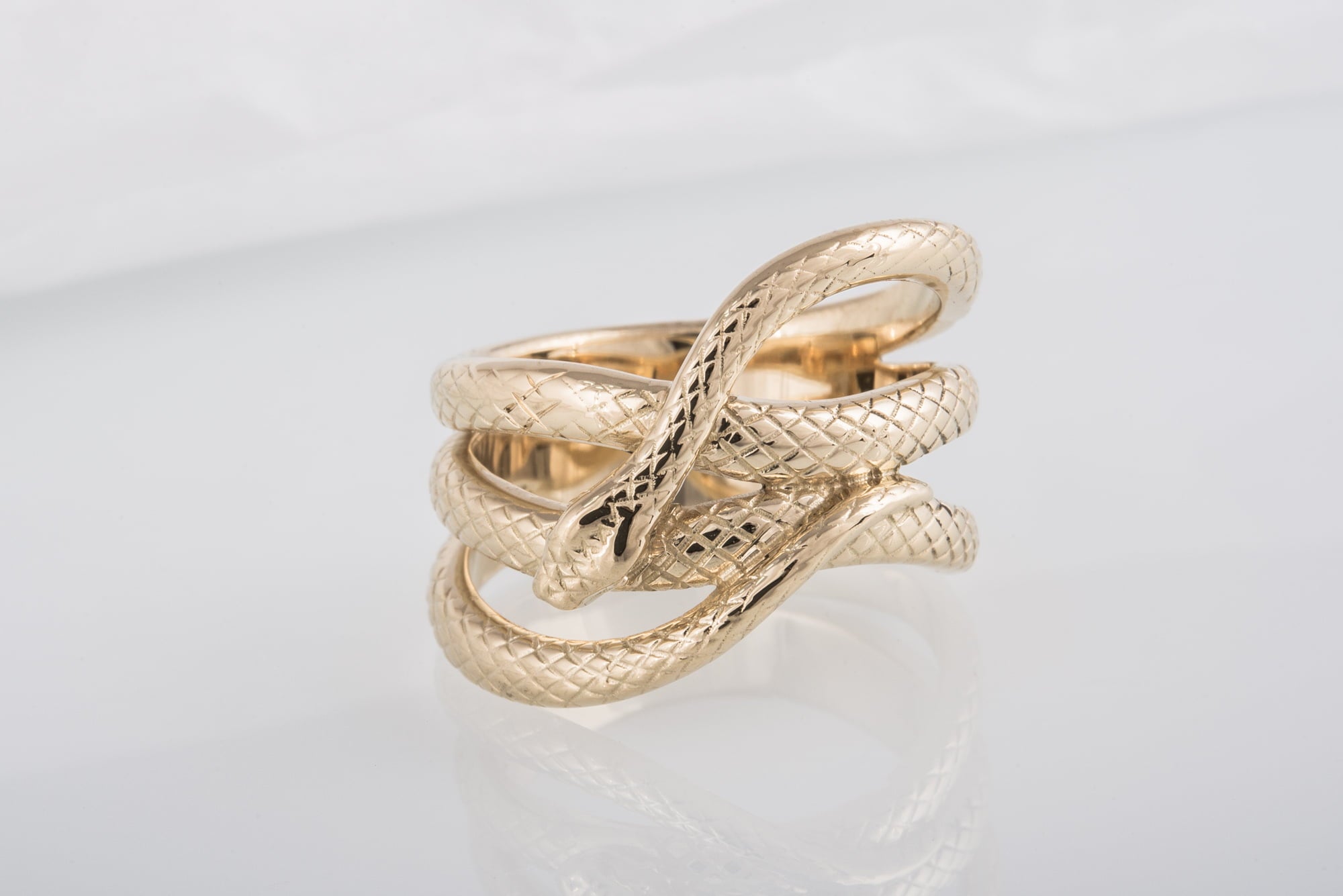 Gold Snake Unique Animal Ring Handcrafted Jewelry - vikingworkshop