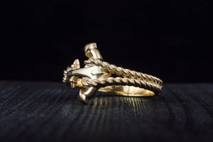 Ring with Anchor Symbol Handmade Gold Unique Jewelry - vikingworkshop