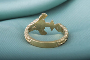 Ring with Anchor Symbol Handmade Gold Unique Jewelry - vikingworkshop