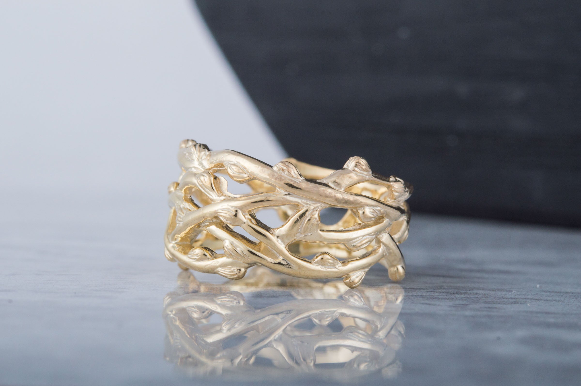 14K Gold Plexus Branches Ring Norse Jewelry - vikingworkshop