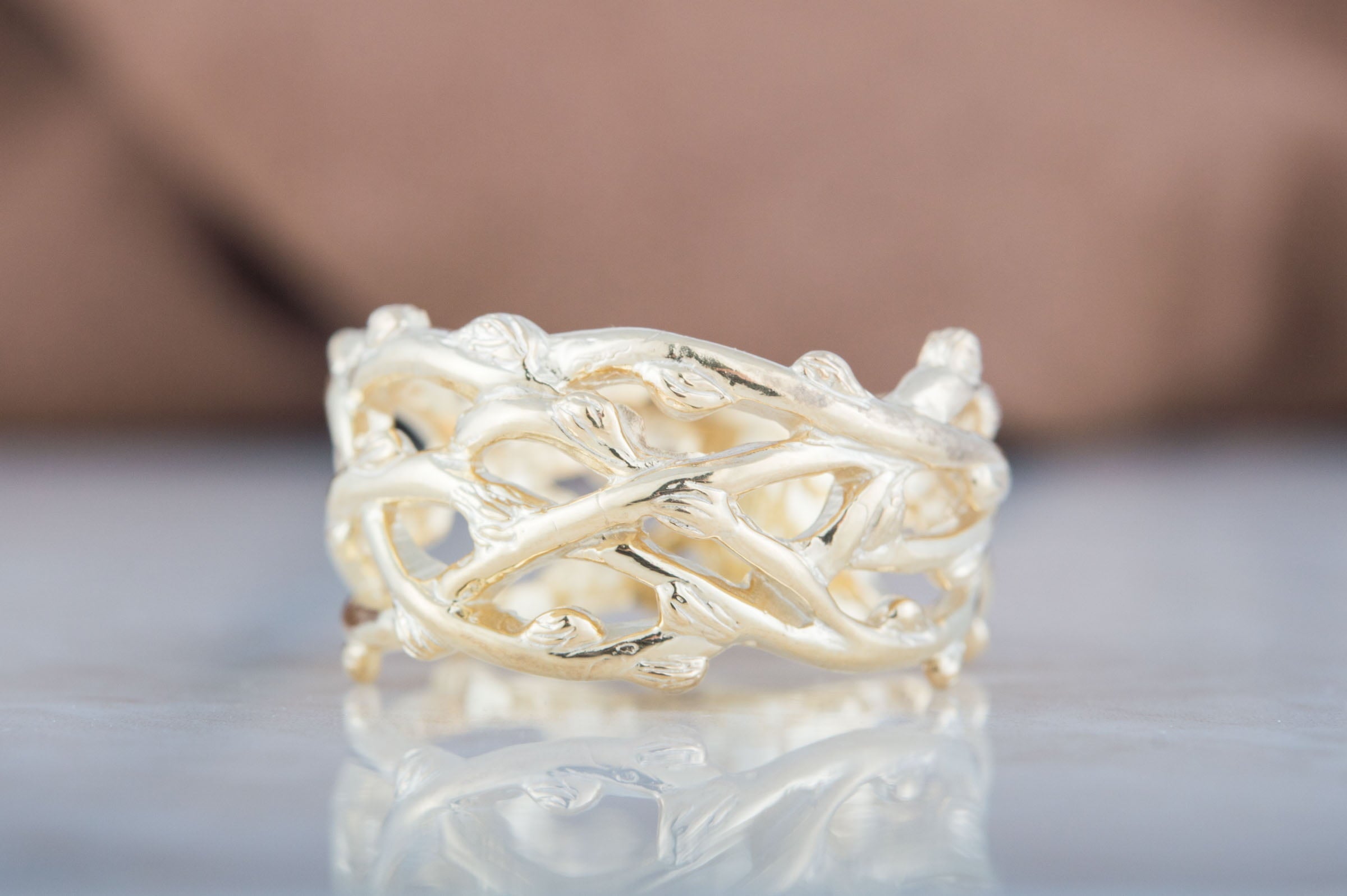 14K Gold Plexus Branches Ring Norse Jewelry - vikingworkshop