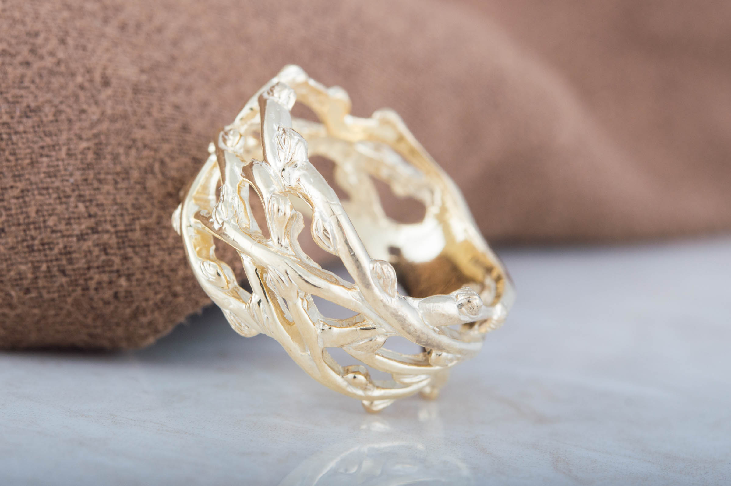 14K Gold Plexus Branches Ring Norse Jewelry - vikingworkshop