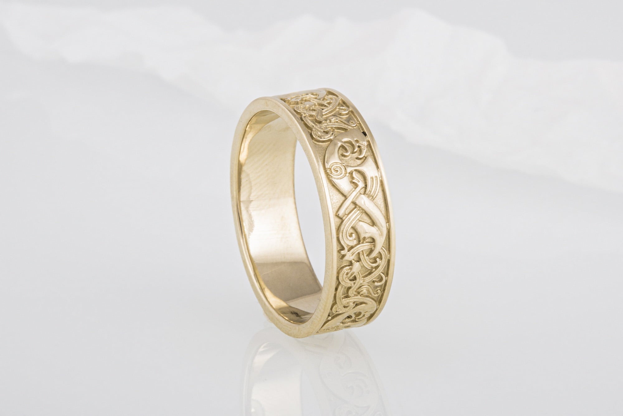 Ornament Ring Gold Handcrafted Jewelry - vikingworkshop