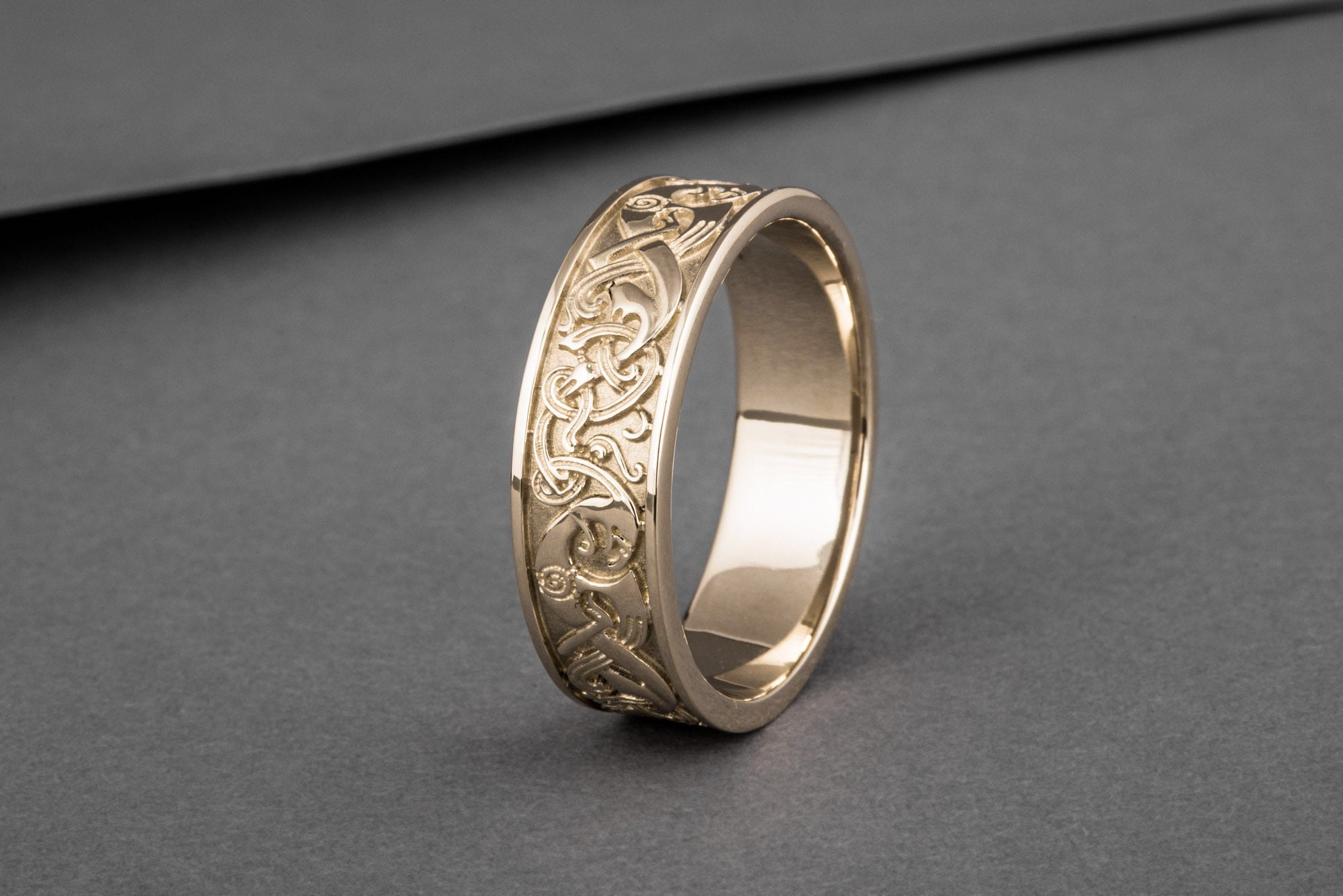 Ornament Ring Gold Handcrafted Jewelry - vikingworkshop