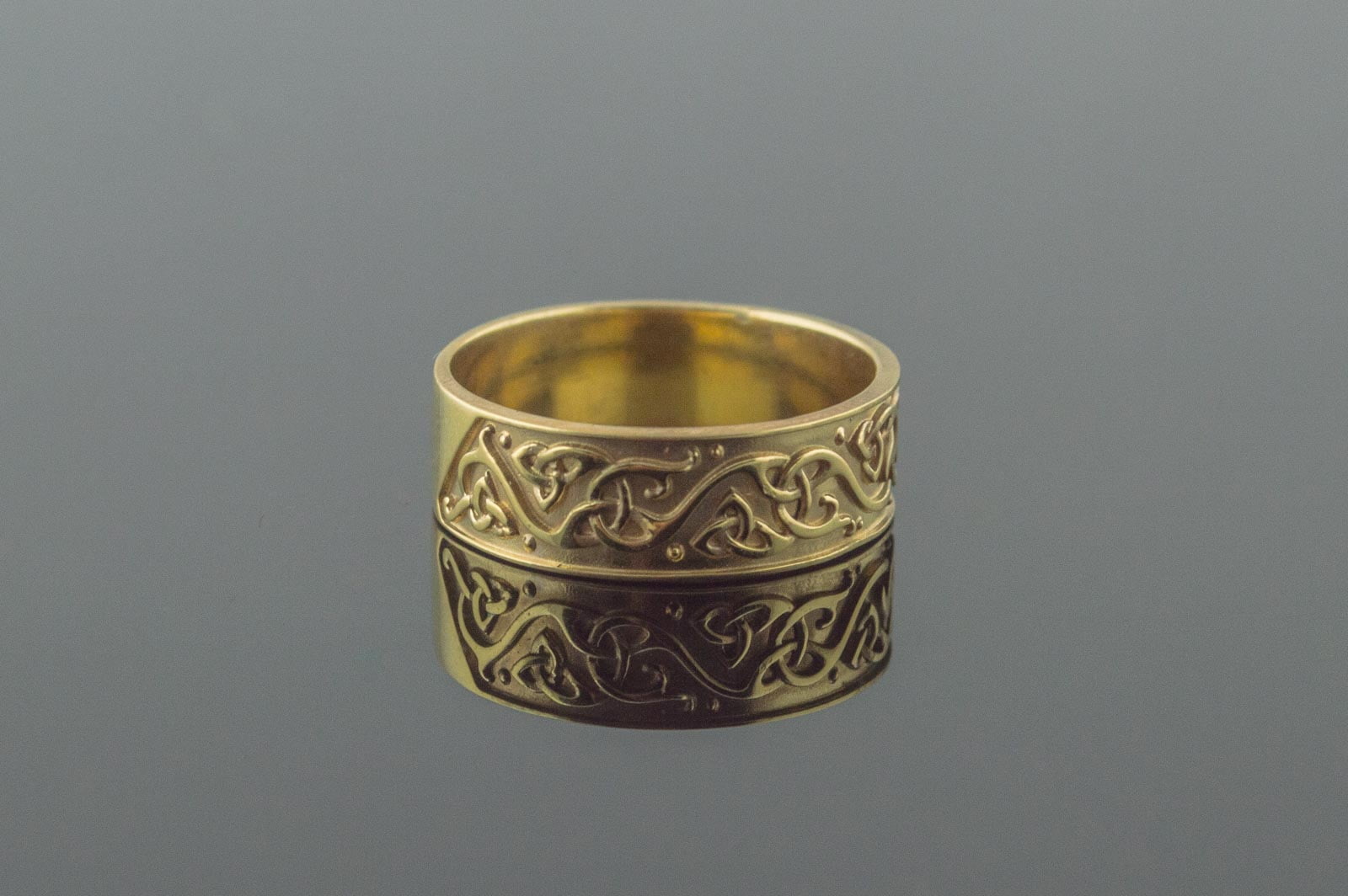 Beautiful Ornament Ring Gold Viking Jewelry - vikingworkshop