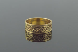 Beautiful Ornament Ring Gold Viking Jewelry - vikingworkshop