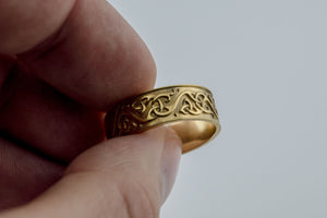 Beautiful Ornament Ring Gold Viking Jewelry - vikingworkshop