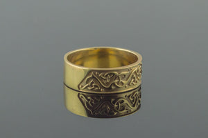 Beautiful Ornament Ring Gold Viking Jewelry - vikingworkshop