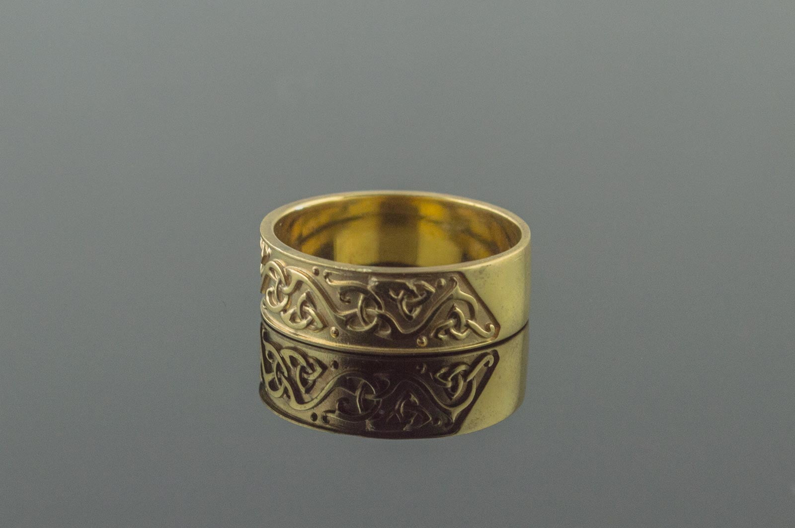 Beautiful Ornament Ring Gold Viking Jewelry - vikingworkshop