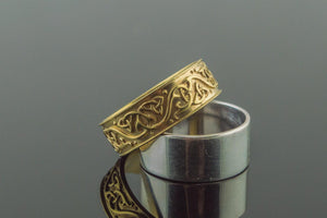 Beautiful Ornament Ring Gold Viking Jewelry - vikingworkshop